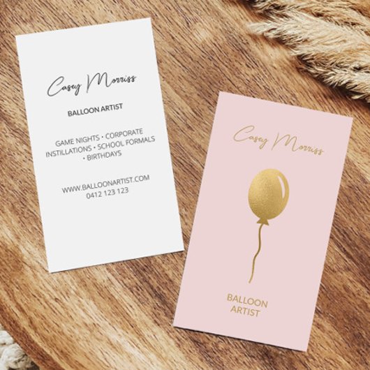 Moderne Gouden Roze Ballon Artiest | Event Planner Visitekaartje