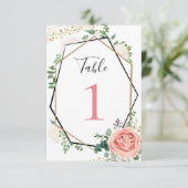 Moderne gouden roze geometrische tafel nummers kaart (Staand voorkant)