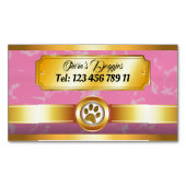 Moderne Gouden Roze Hond Walker Huisdier Sitter Di Magnetisch Visitekaartje (Voorkant)