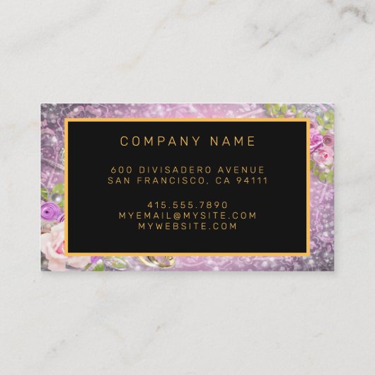 Moderne gouden roze Jouw tekst Visitekaartje toevo (Achterkant)