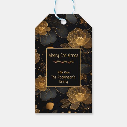 Moderne gouden rozen aangepaste naam cadeaulabel (Voorkant)