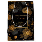 Moderne gouden rozen aangepaste naam medium cadeauzakje (Voorkant)