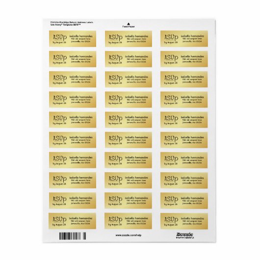 Moderne gouden RSVP-adreslabels Etiket (Full Sheet)