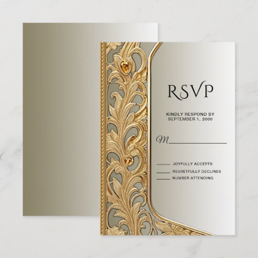 Moderne gouden  RSVP-kaart RSVP Kaartje (Voorkant / Achterkant)