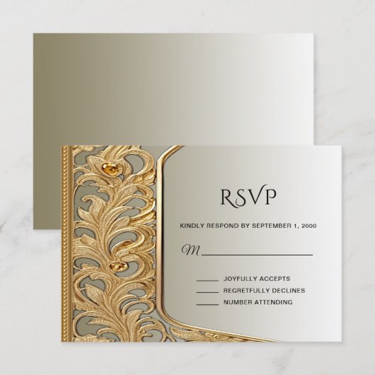 Moderne gouden RSVP-kaart RSVP Kaartje (Voorkant / Achterkant)