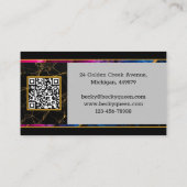 Moderne Gouden Saxofoon Jazz & QR Code, Monogram Visitekaartje (Achterkant)