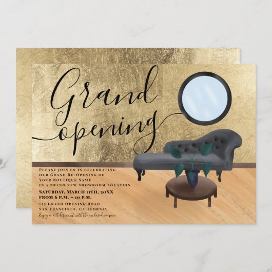 Moderne gouden scène schoonheidssalon grote openin kaart (Voorkant / Achterkant)