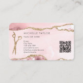 Moderne gouden schaar haarstylist monogram QR-code Visitekaartje (Achterkant)
