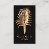 Moderne Gouden Schaar & Leaf Hair Stylist Salon SP Visitekaartje (Voorkant)