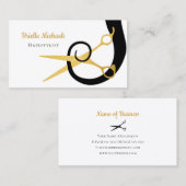 Moderne Gouden Schaar Zwart Haar Krullen Haarsalon Visitekaartje (Voorkant / Achterkant)