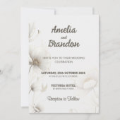 Moderne Gouden Schets Bloemen | Witte Bruiloft Kaart (Voorkant)