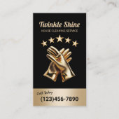 Moderne gouden schoonmaakhandschoenen Huishoudster Visitekaartje (Voorkant)