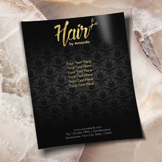 Moderne Gouden Schrift Damast Kapsalon Brochures