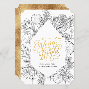 Moderne Gouden Schrift Dennentak Minimalistische B Feestdagenkaart