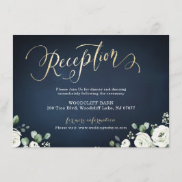 Moderne gouden schrift marine wit bloemstuk recept informatiekaartje