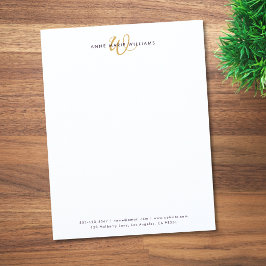 Moderne Gouden Schrift Monogram Briefhoofd