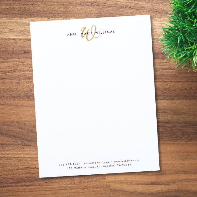 Moderne Gouden Schrift Monogram Briefhoofd (Creator heeft geüpload)
