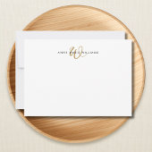 Moderne Gouden Schrift Monogram Notitiekaartje