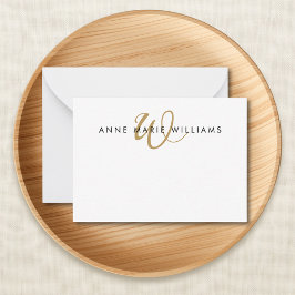 Moderne Gouden Schrift Monogram Notitiekaartje
