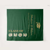 Moderne gouden schrift smaragdgroene twin afstudee wandkleed (Voorkant (horizontaal))