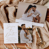 Moderne Gouden Script 2 Foto Save The Date