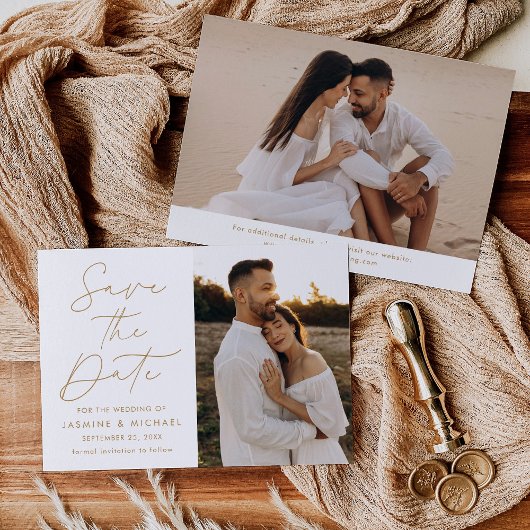 Moderne Gouden Script 2 Foto Save The Date
