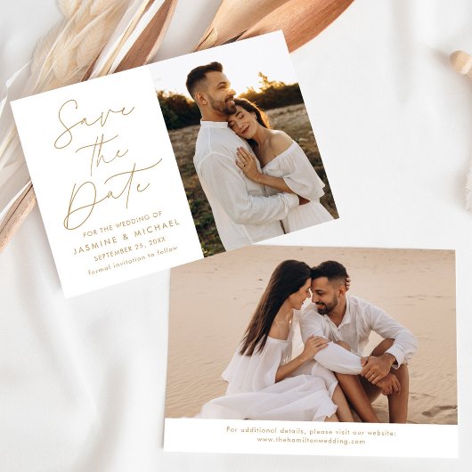Moderne Gouden Script 2 Foto Save The Date
