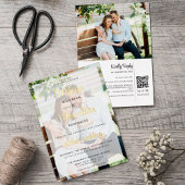Moderne gouden script 2 foto's QR Code online RSVP Folie Uitnodiging