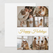 Moderne gouden script 5 foto collage Prettige Fees Feestdagenkaart (Voorkant / Achterkant)