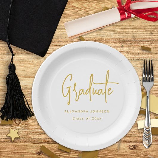 Moderne Gouden Script Afstudeerfeest Aangepast Papieren Bordje