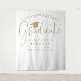 Moderne gouden script afstudeerfeest foto achtergr wandkleed