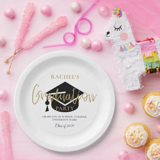 Moderne gouden script afstudeerfeest welkomstbord papieren bordje (Feest)