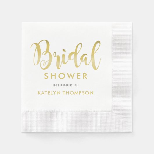 Moderne gouden script bruidsbruiloft servetten (Voorkant)