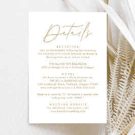 Moderne gouden script bruiloftdetails informatiekaartje