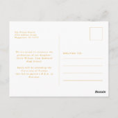 Moderne gouden script foto afstudeeraankondiging briefkaart (Achterkant)