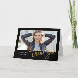 Moderne Gouden Script Foto Afstuderen Bedankkaart