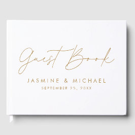Moderne Gouden Script Foto Bruiloft Gastenboek
