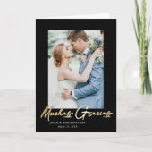 Moderne Gouden Script Foto Bruiloft Muchas Gracias Bedankkaart (Voorkant)