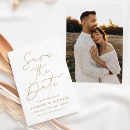 Moderne Gouden Script Foto Save The Date