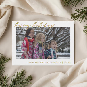 Moderne gouden script Gelukkige feestdagen familie Feestdagenkaart