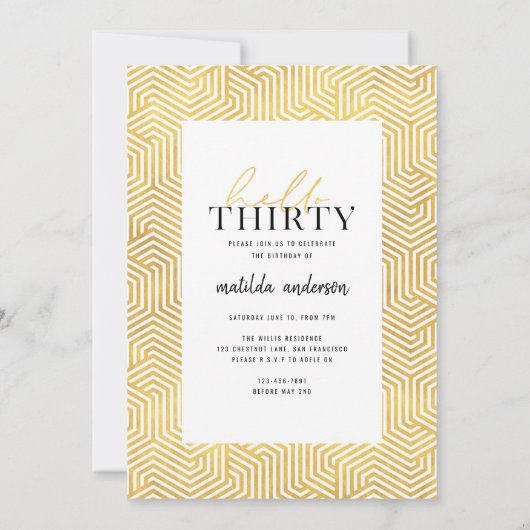 Moderne gouden script+ geometrische 30ste verjaard (Achterkant)