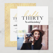 Moderne gouden script+ geometrische 30ste verjaard (Voorkant / Achterkant)