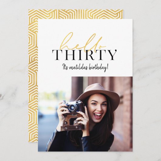 Moderne gouden script+ geometrische 30ste verjaard (Voorkant / Achterkant)
