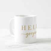 Moderne gouden script Hallo prachtig cadeau Koffiemok (Voorkant links)