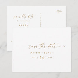 Moderne Gouden Script Horizontale Save the Date Uitnodiging Briefkaart