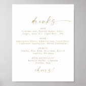Moderne gouden script huwelijksdranken menu bord poster (Voorkant)