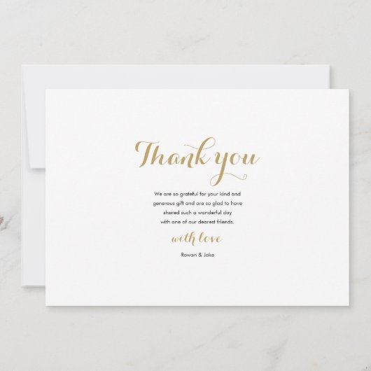 Moderne gouden script huwelijksfotocollage bedankkaart (Achterkant)