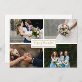 Moderne gouden script huwelijksfotocollage bedankkaart (Voorkant / Achterkant)