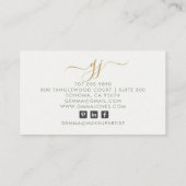 Moderne Gouden Script Initialen Make-up Artiest Visitekaartje (Achterkant)