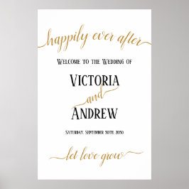 Moderne gouden script minimale bruiloft poster